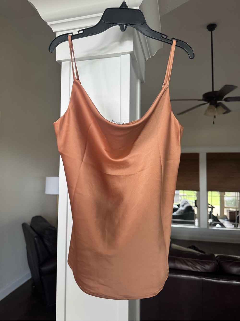 Satin Cowl Neck Cami Top in Copper